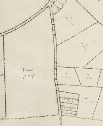 Extract from A Map of the Parish of Trumpington in the County of Cambridge, 1804. Cambridgeshire Archives, R60/24/2/70(a).