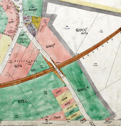 The first houses on Shelford Road, c. 1910. Extract from the Inland Revenue Land Value map for Trumpington, 1910-11. Cambridgeshire Archives, file 470/047, sheet XLVII.10.