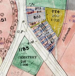 The first houses on Shelford Road, c. 1910. Extract from the Inland Revenue Land Value map for Trumpington, 1910-11. Cambridgeshire Archives, file 470/047, sheet XLVII.10.