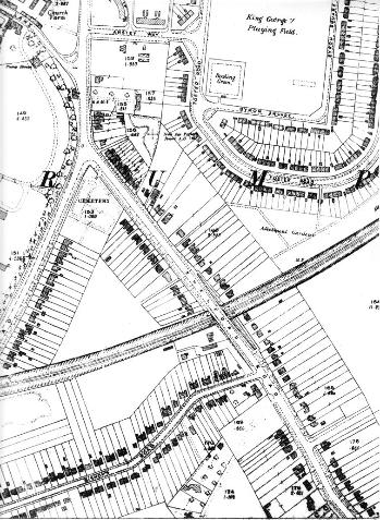 Ordnance Survey maps, with most plots now in use, 1954.