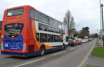 Traffic congestion on Shelford Road, approaching the High Street junction. Photo: Andrew Roberts, 10 March 2017.