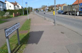 The Shelford Road sign at the Addenbrooke's Road junction. Photo: Andrew Roberts, 13 March 2017.