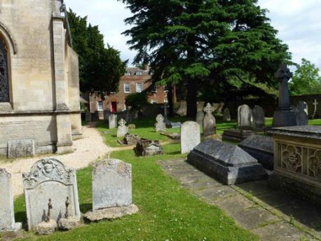 Memorials in the churchyard, Local History Group walk. Photo: Martin Jones, 1 July 2012.